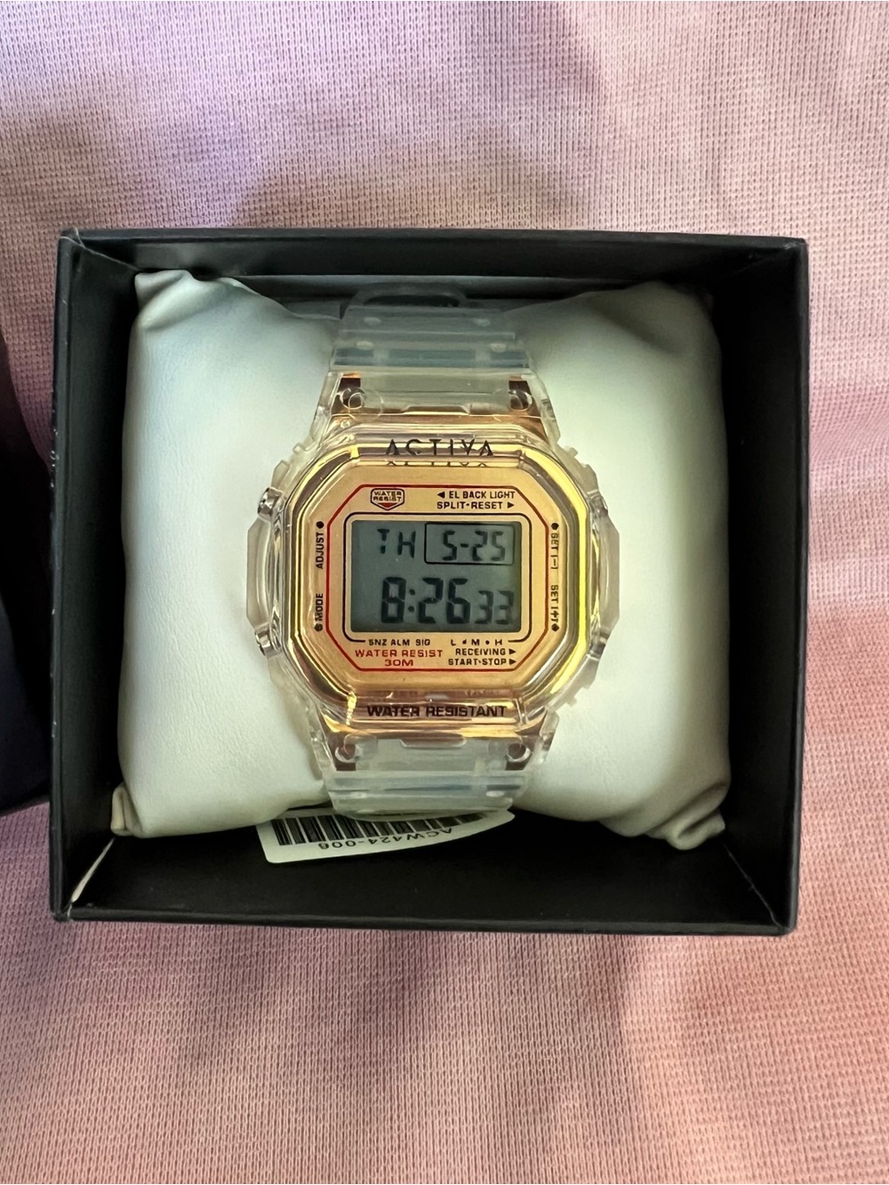NEW Activa by Invicta Clear Strap Digital Watch with Rose-Gold Accent